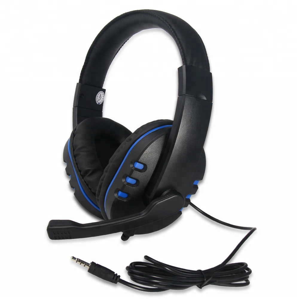 Wired 3.5MM Headphone Headset with Long Mic (Black)